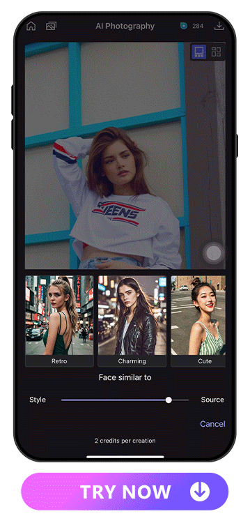workflow of browning AI photography styles and adjusting the degree of the face to be similar to the reference image